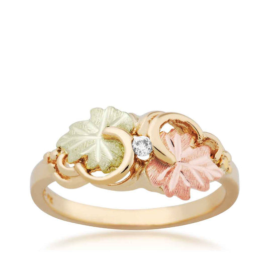 Black Hills Gold Diamond Accent Grapevine & Leaf Promise Ring in 10K Yellow Gold