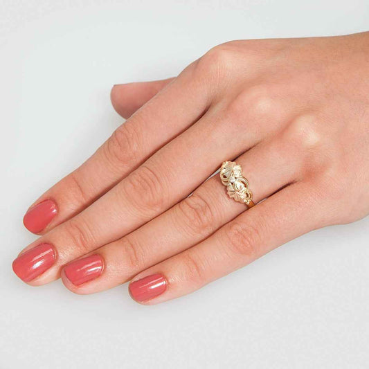 Black Hills Gold Diamond Accent Grapevine & Leaf Promise Ring in 10K Yellow Gold side profile