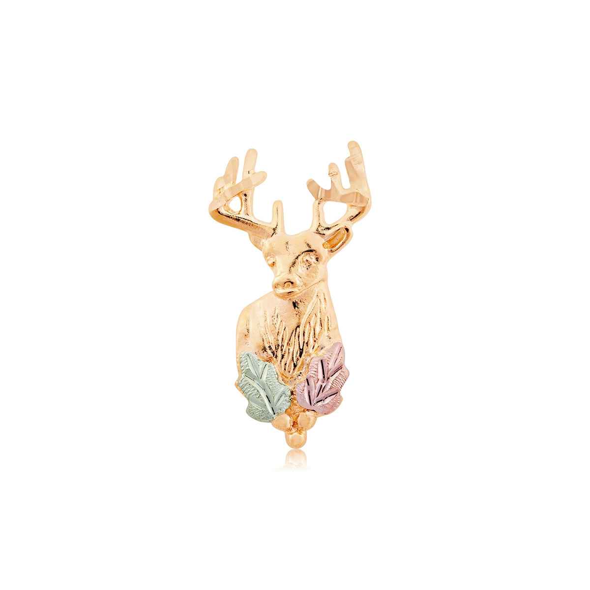 Black Hills Gold Men's Deer Head & Leaf Tie Tack in 10K Yellow Gold