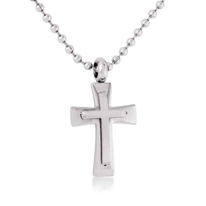 Men's Stainless Steel Stacked Cross Pendant