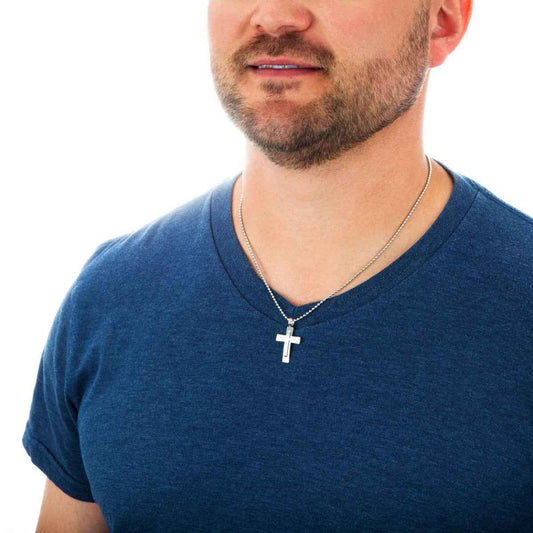 Men's Stainless Steel Stacked Cross Pendant front view