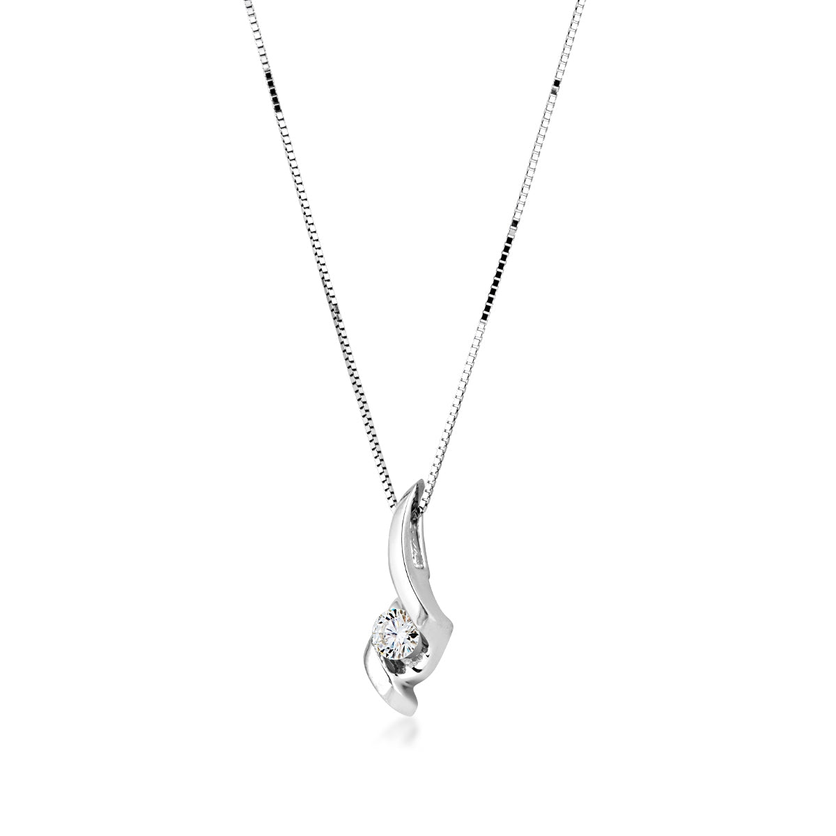 Sirena Round Diamond Accent Swirl Pendant in 10K White Gold