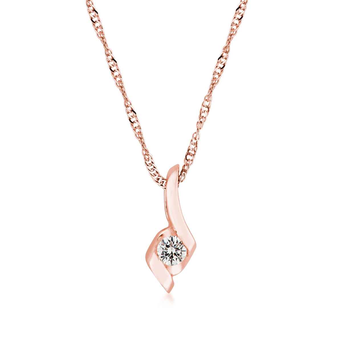 Sirena 1/10 ct. tw. Round Diamond Swirl Pendant in 10K Pink Gold
