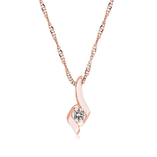 Sirena 1/10 ct. tw. Round Diamond Swirl Pendant in 10K Pink Gold
