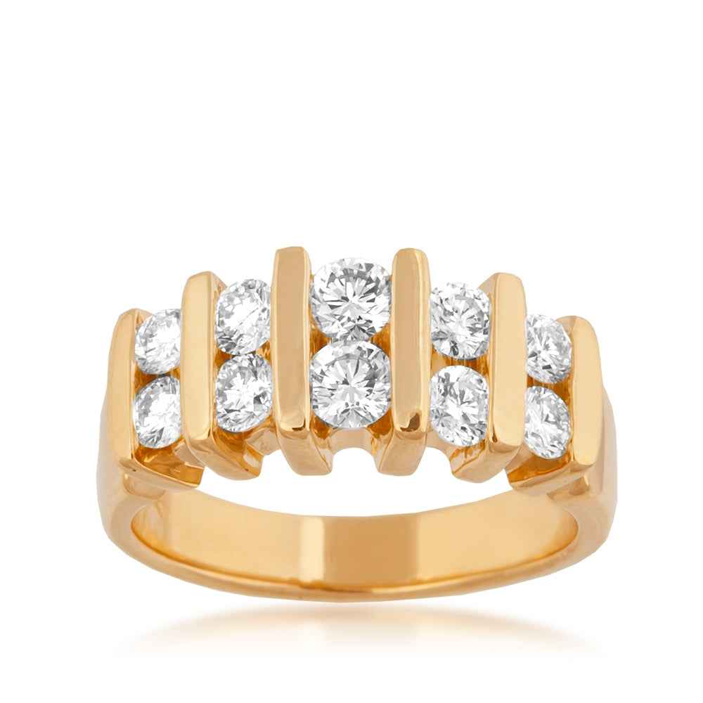 1 ct. tw. Round Diamond Stacked Channel-Set Anniversary Ring in 14K Yellow Gold