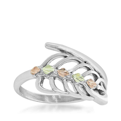 Black Hills Gold Open Leaf Bypass Ring in Sterling Silver