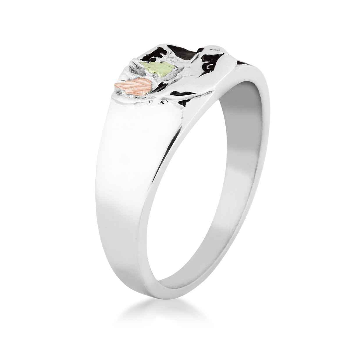 Black Hills Gold Men's Eagle Ring with Black Antiquing in Sterling Silver front view