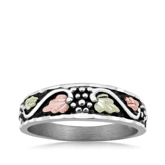 Black Hills Gold Grapevine & Leaf Ring with Black Antiquing in Sterling Silver