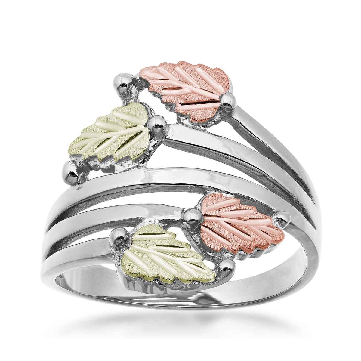 Black Hills Gold Four Leaf Bypass Ring in Sterling Silver