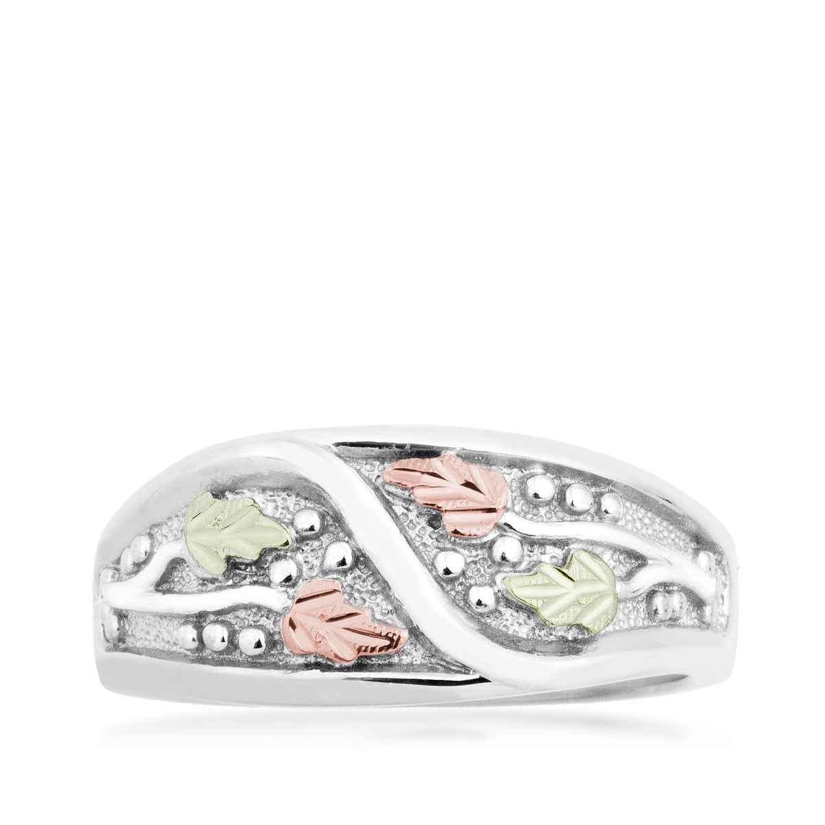 Black Hills Gold Men's Grapevine & Leaf Ring in Sterling Silver front view
