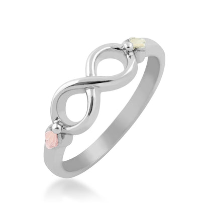 Black Hills Gold Infinity Ring in Sterling Silver front view