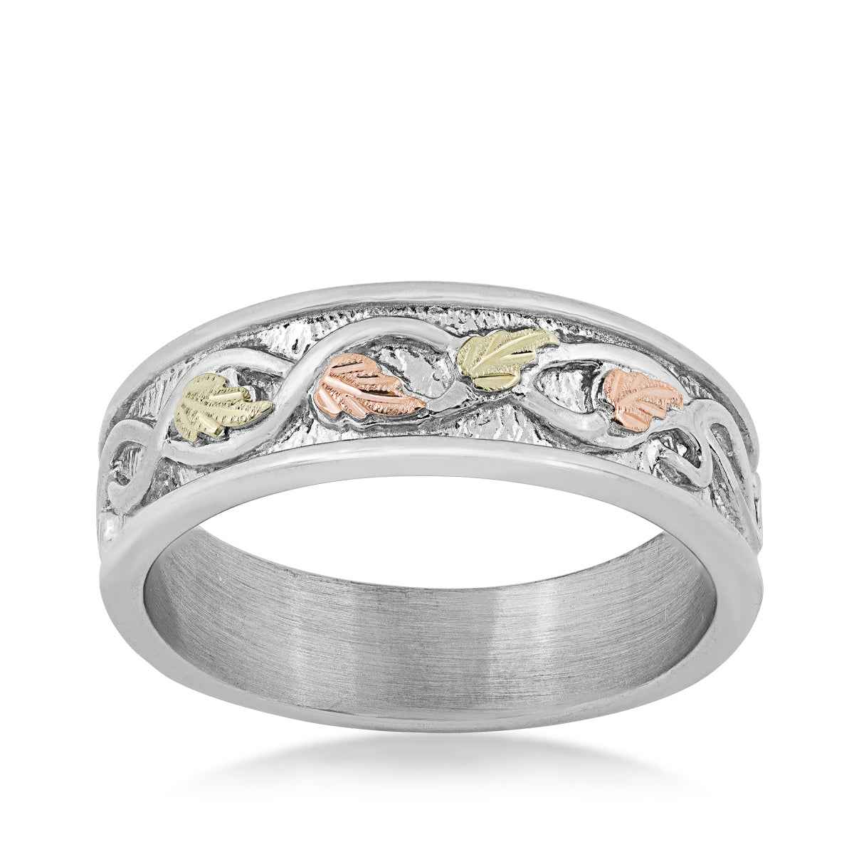 Black Hills Gold Twisted Vine & Leaf Wedding Ring in Sterling Silver