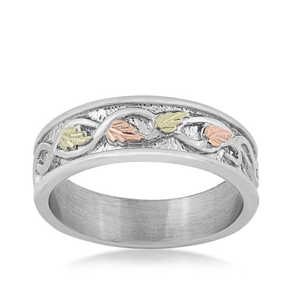Black Hills Gold Twisted Vine & Leaf Wedding Ring in Sterling Silver