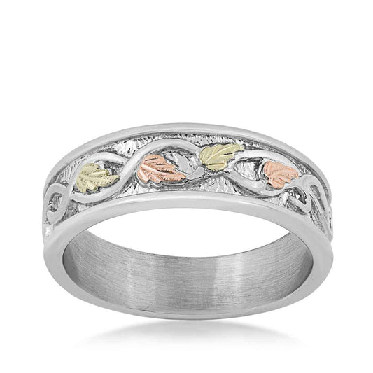 Black Hills Gold Twisted Vine & Leaf Wedding Ring in Sterling Silver