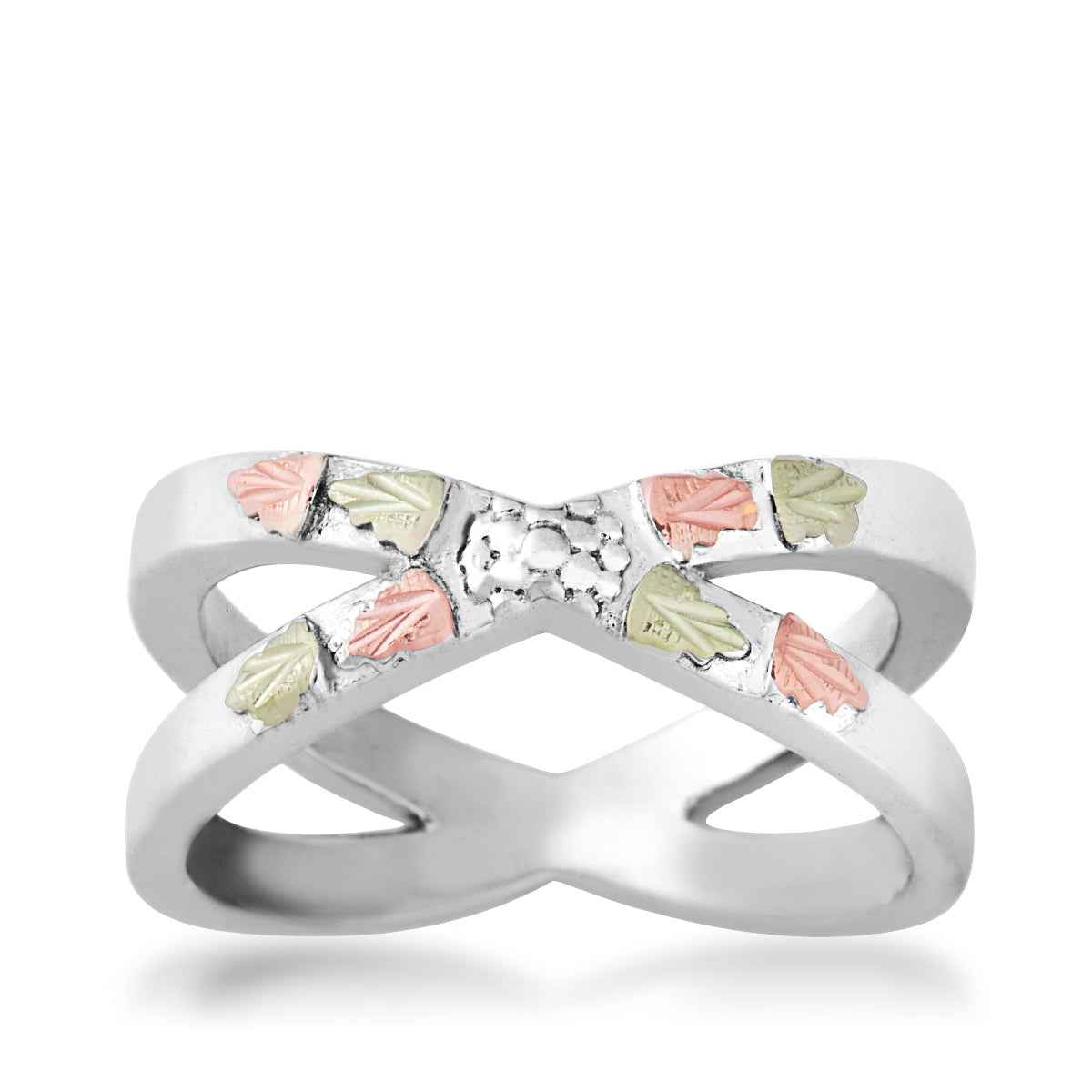 Black Hills Gold X Leaf Ring in Sterling Silver