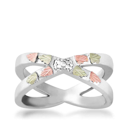 Black Hills Gold X Leaf Ring in Sterling Silver