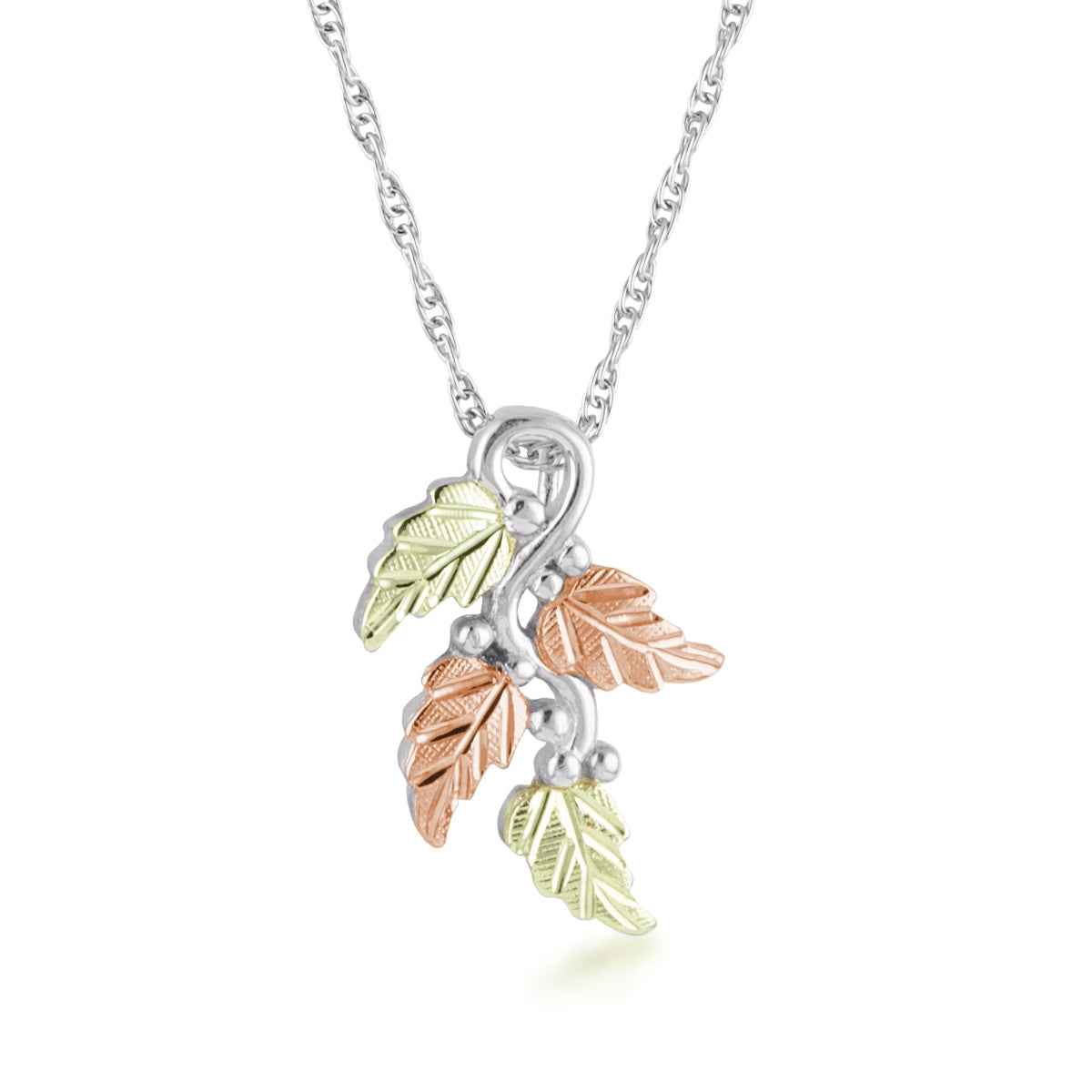Black Hills Gold Leaf & Grapevine Pendant in Sterling Silver