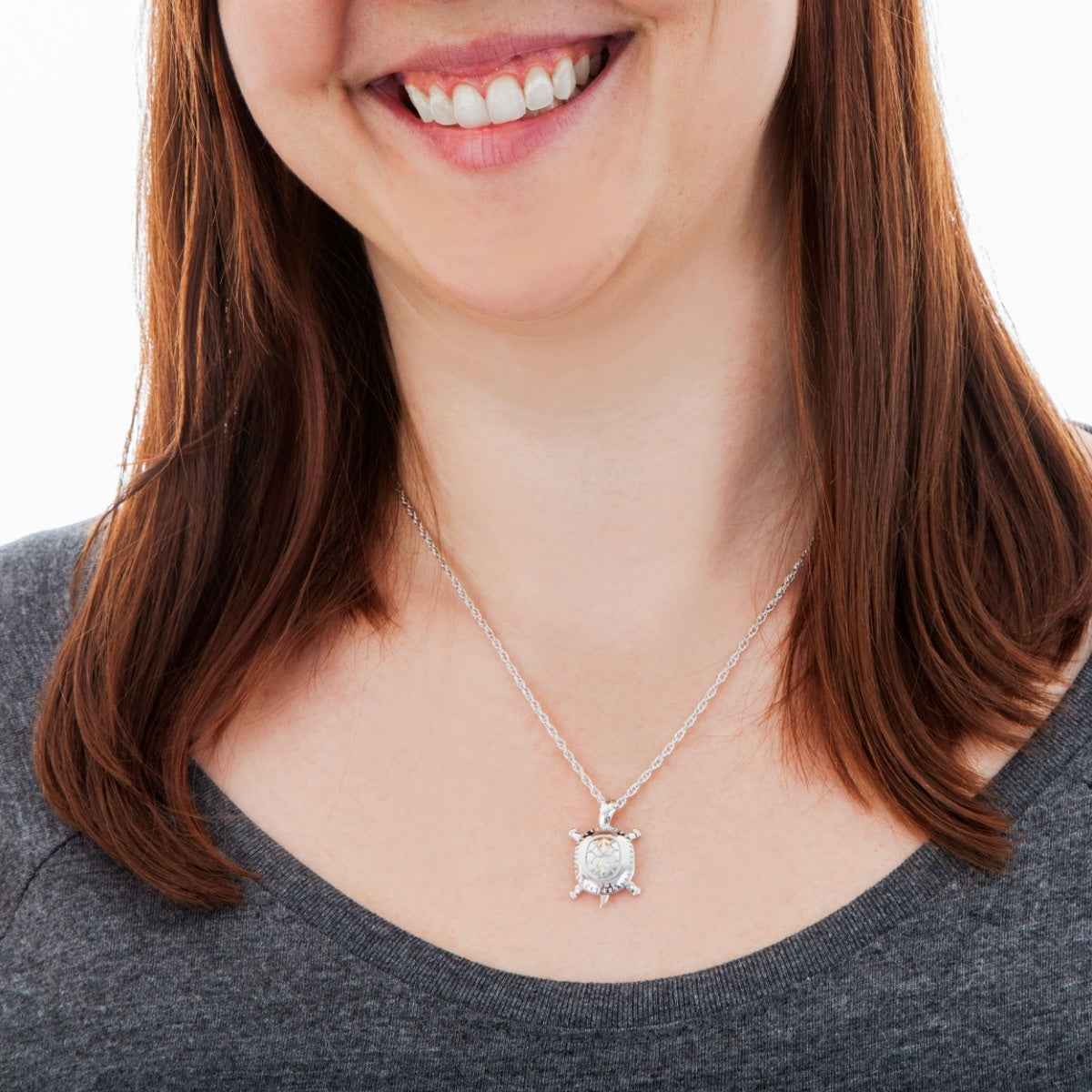 Black Hills Gold Turtle Pendant in Sterling Silver front view