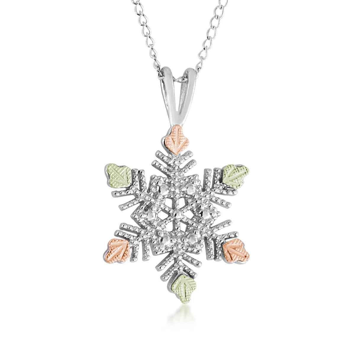 Black Hills Gold Milgrain Snowflake Pendant in Sterling Silver