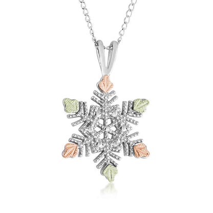 Black Hills Gold Milgrain Snowflake Pendant in Sterling Silver
