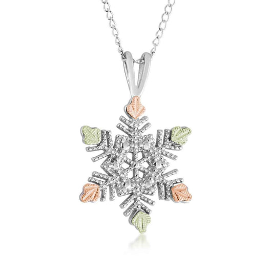 Black Hills Gold Milgrain Snowflake Pendant in Sterling Silver