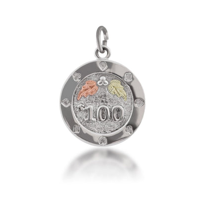 Black Hills Gold $100 Poker Chip Charm in Sterling Silver