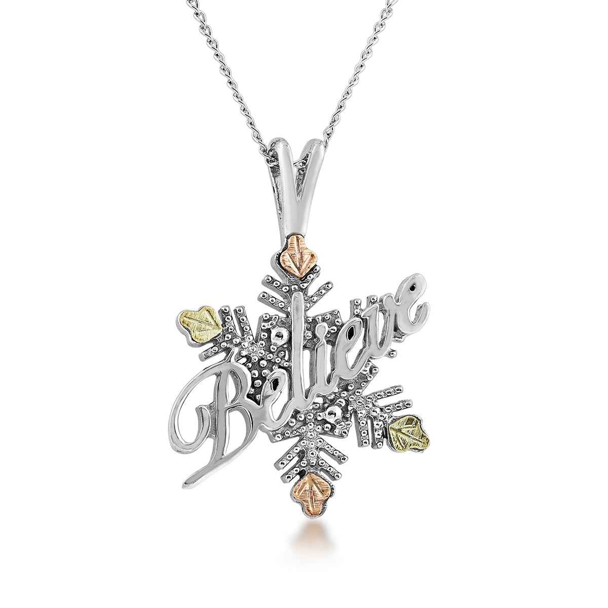 Black Hills Gold Believe Snowflake Pendant in Sterling Silver