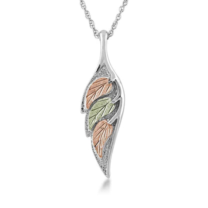 Black Hills Gold Wing Leaf Pendant in Sterling Silver