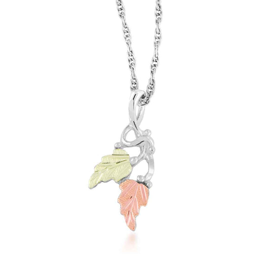 Black Hills Gold Grapevine & Hanging Leaf Pendant in Sterling Silver