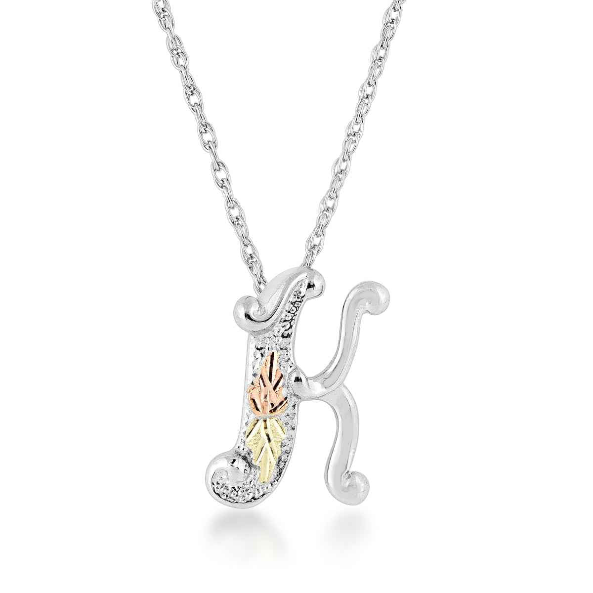 Black Hills Gold Initial Letter K Pendant in Sterling Silver
