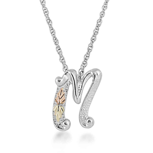 Black Hills Gold Initial Letter M Pendant in Sterling Silver