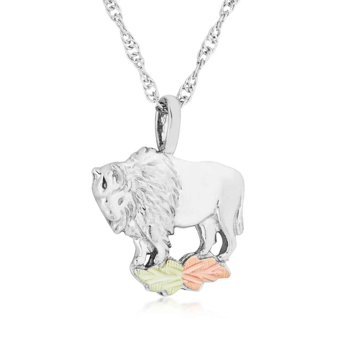 Black Hills Gold Buffalo Pendant in Sterling Silver