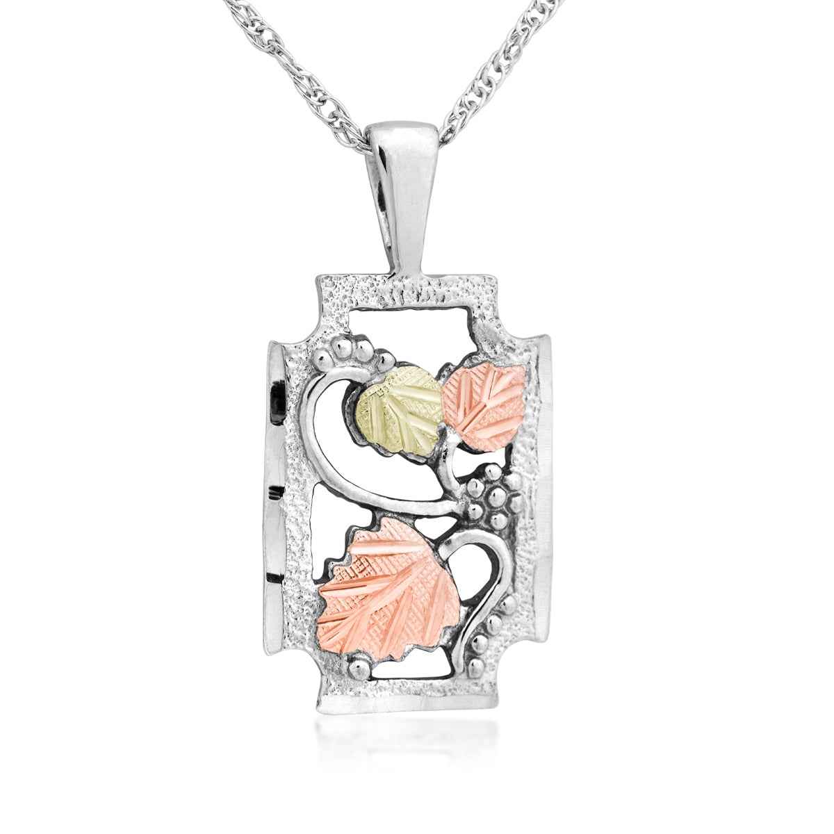Black Hills Gold Diamond Cut Grapevine & Leaf Pendant in Sterling Silver