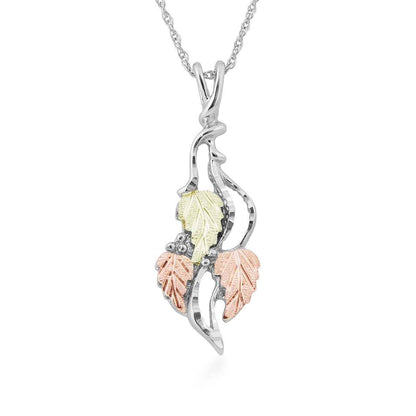 Black Hills Gold Diamond Cut Elongated Grapevine Cluster Pendant in Sterling Silver