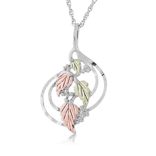 Black Hills Gold Diamond Cut Rounded Grapevine Cluster Pendant in Sterling Silver