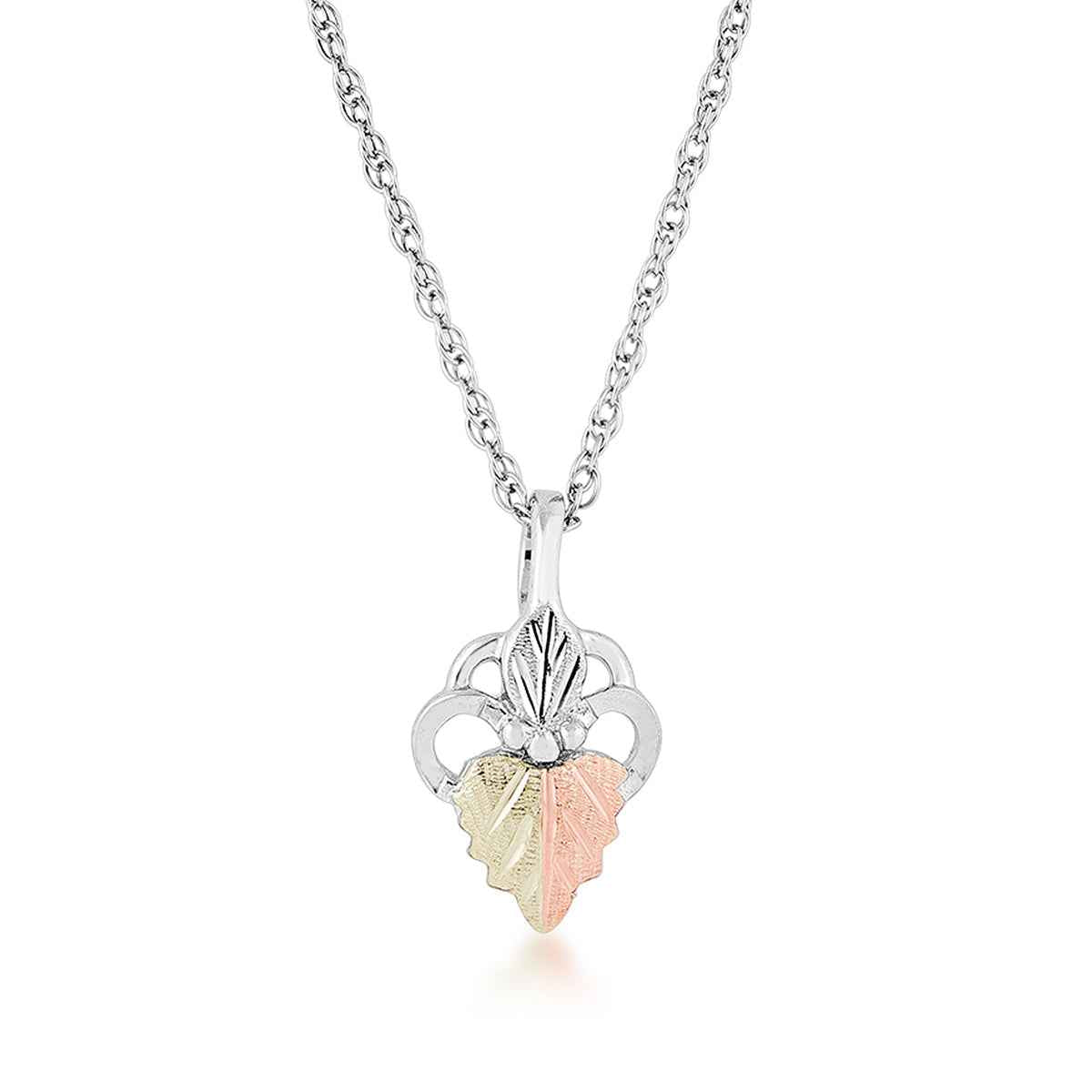 Black Hills Gold Two-Tone Leaf Pendant in Sterling Silver