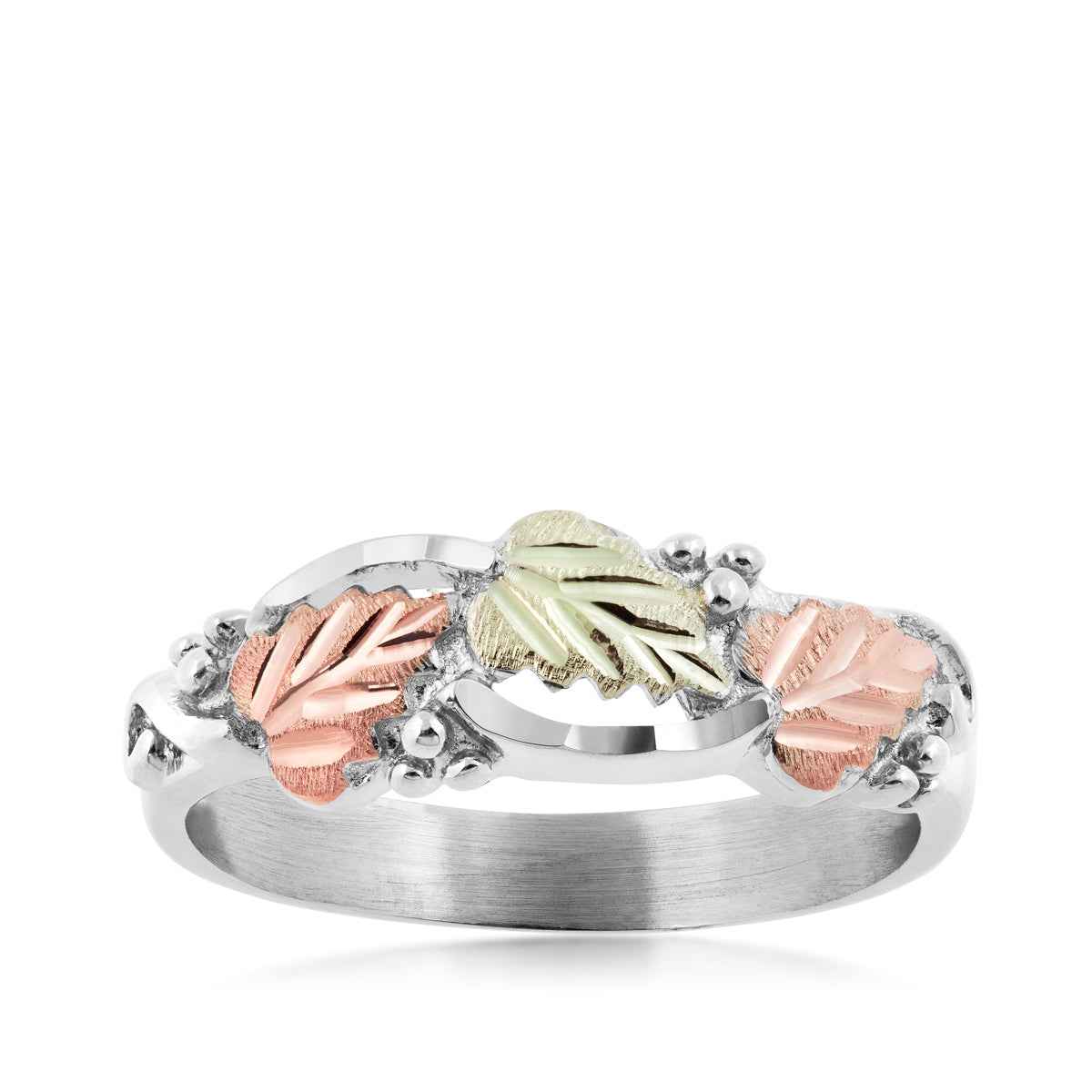 Black Hills Gold Diamond Cut Grape & Leaf Ring in Sterling Silver