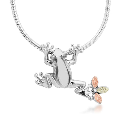 Black Hills Gold Frog Slide Pendant on 20-inch Snake Chain in Sterling Silver