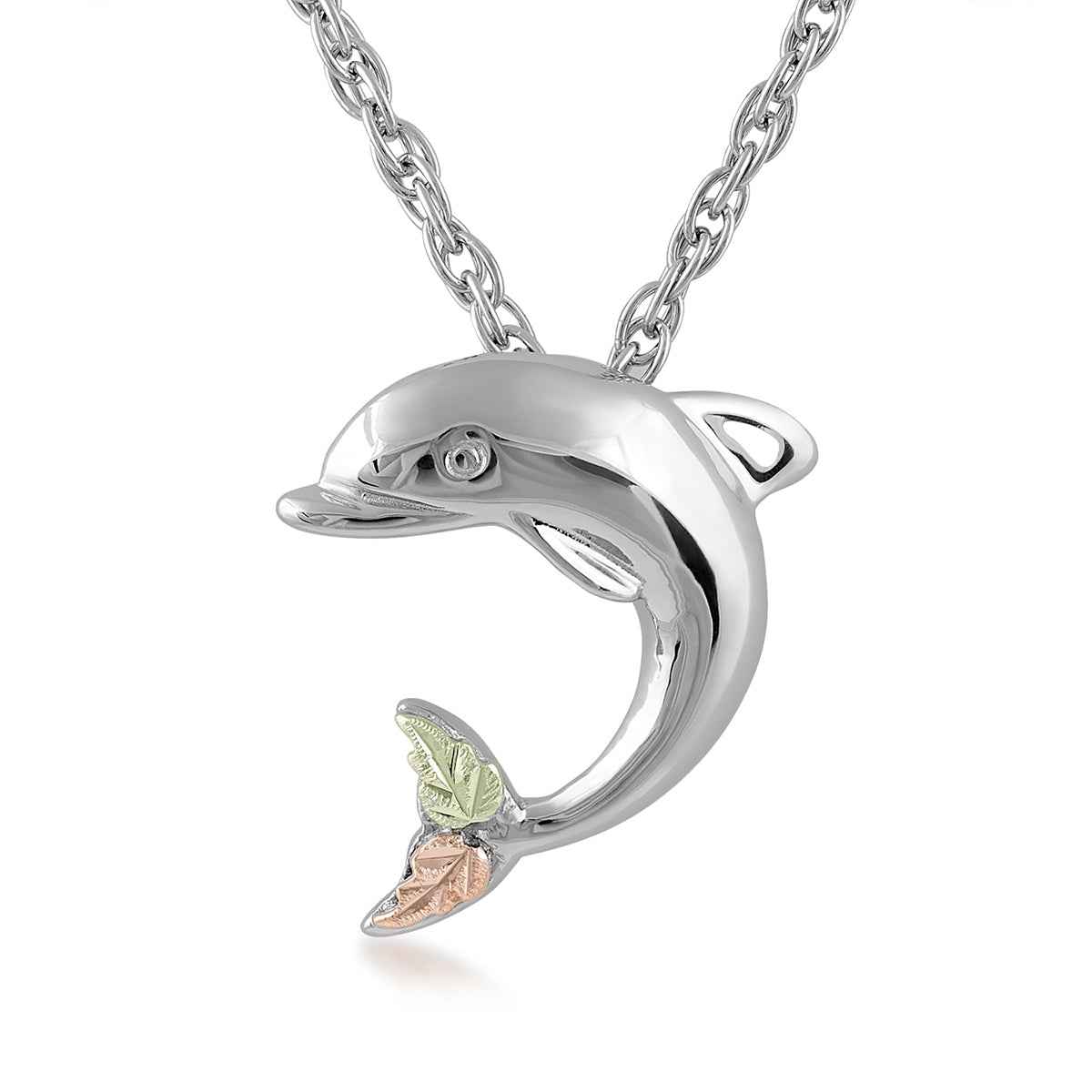 Black Hills Gold Dolphin Pendant in Sterling Silver