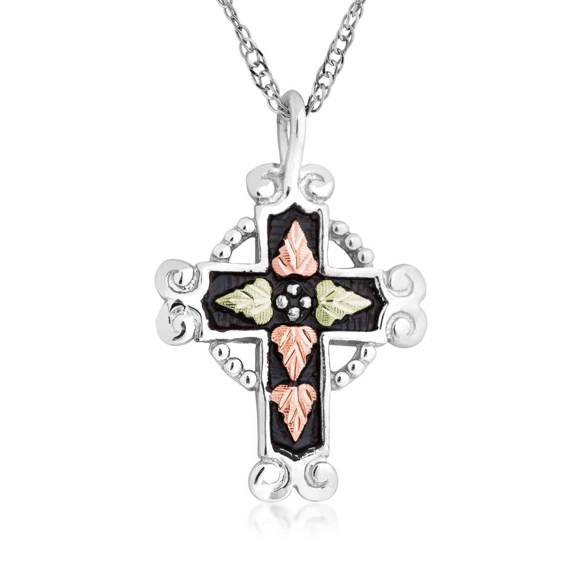 Black Hills Gold Antiqued Celtic Cross Pendant in Sterling Silver