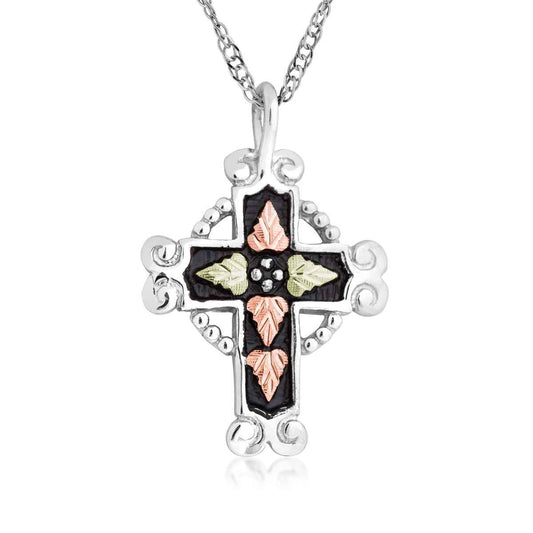 Black Hills Gold Antiqued Celtic Cross Pendant in Sterling Silver