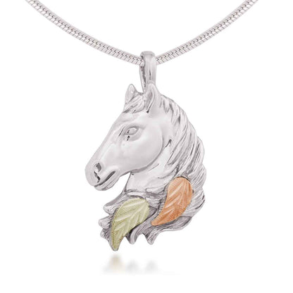 Black Hills Gold Horse Head Pendant in Sterling Silver (2)
