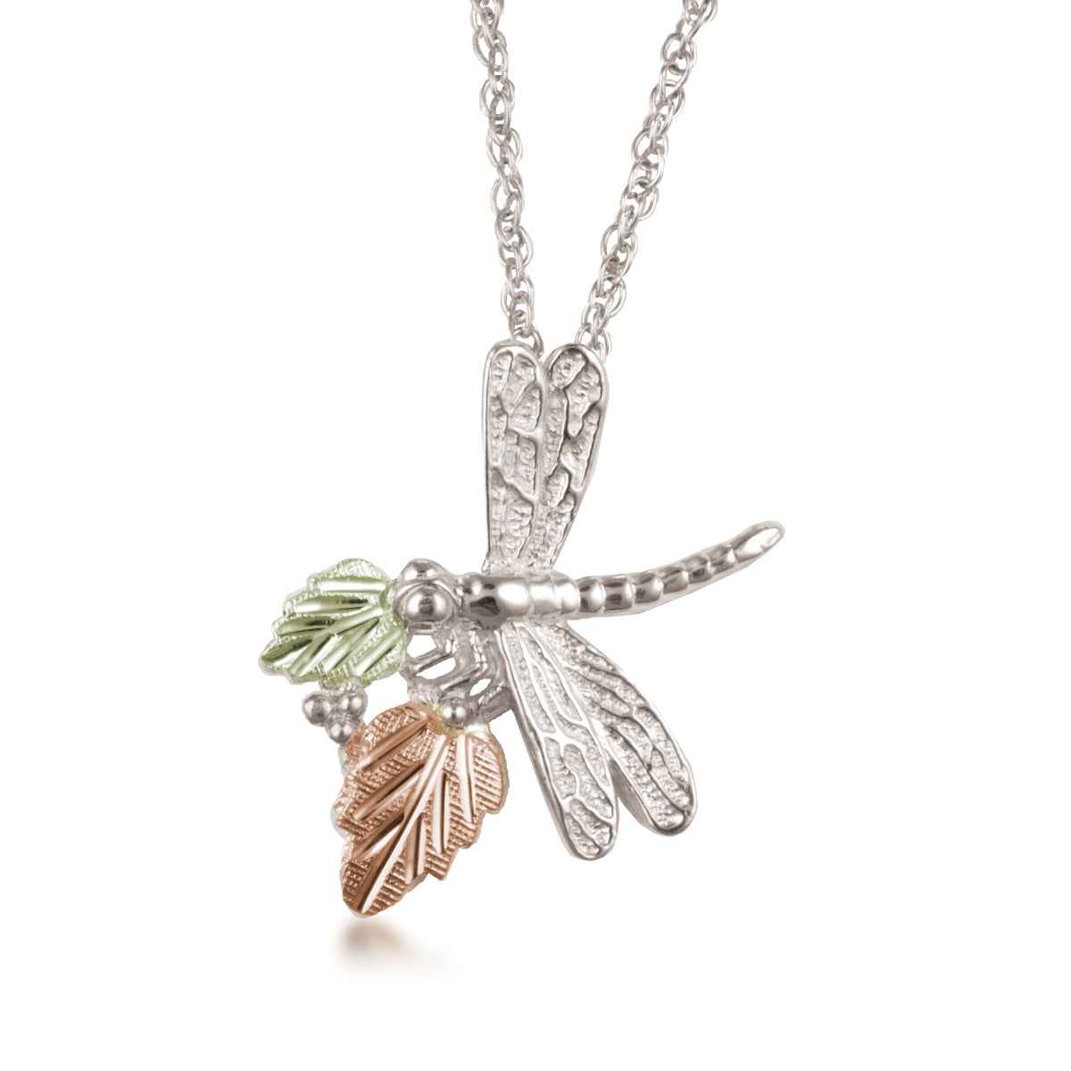 Black Hills Gold Dragonfly Pendant in Sterling Silver