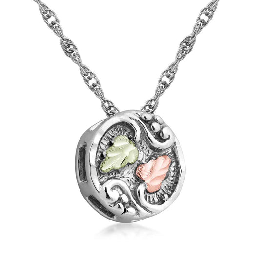 Black Hills Gold Filigree Circle Pendant in Sterling Silver