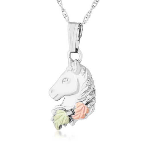 Black Hills Gold Horse Head Pendant in Sterling Silver