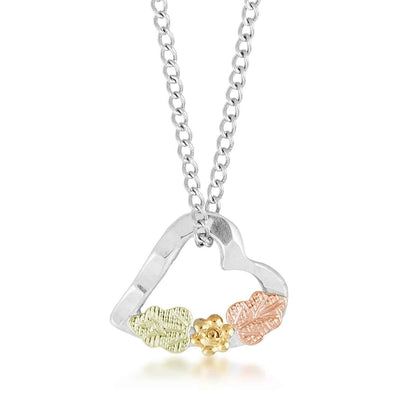 Black Hills Gold Small Diamond Cut Heart Pendant in Sterling Silver