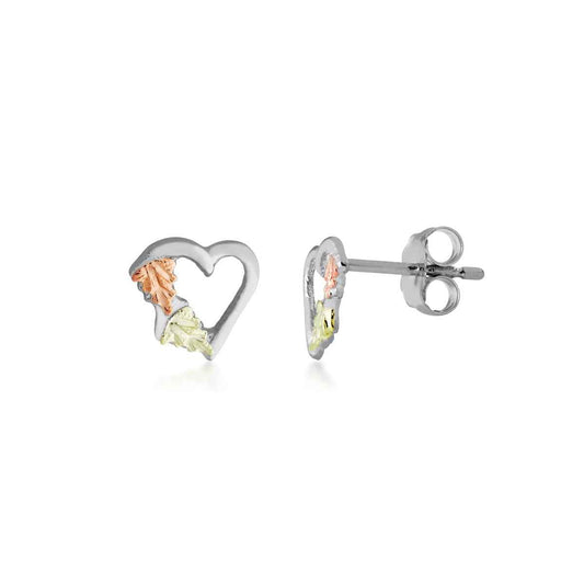Black Hills Gold Small Open Heart Earrings in Sterling Silver