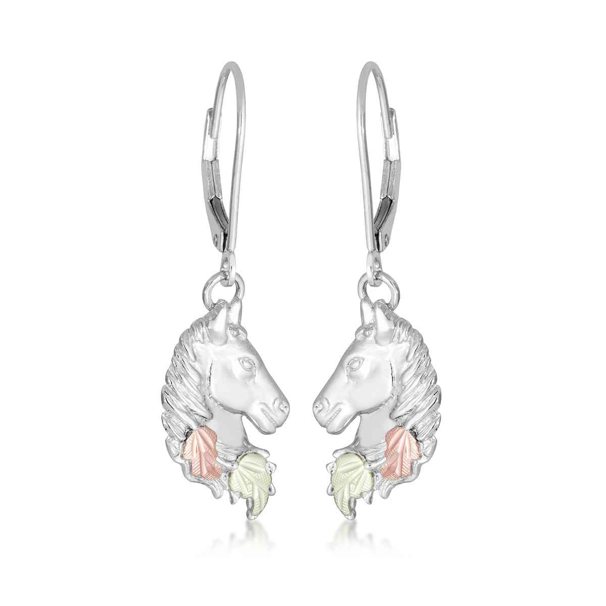 Black Hills Gold Horse Head Dangle Earrings in Sterling Silver