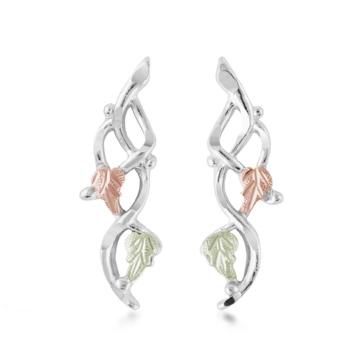 Black Hills Gold Twisting Grapevine Drop Earrings in Sterling Silver