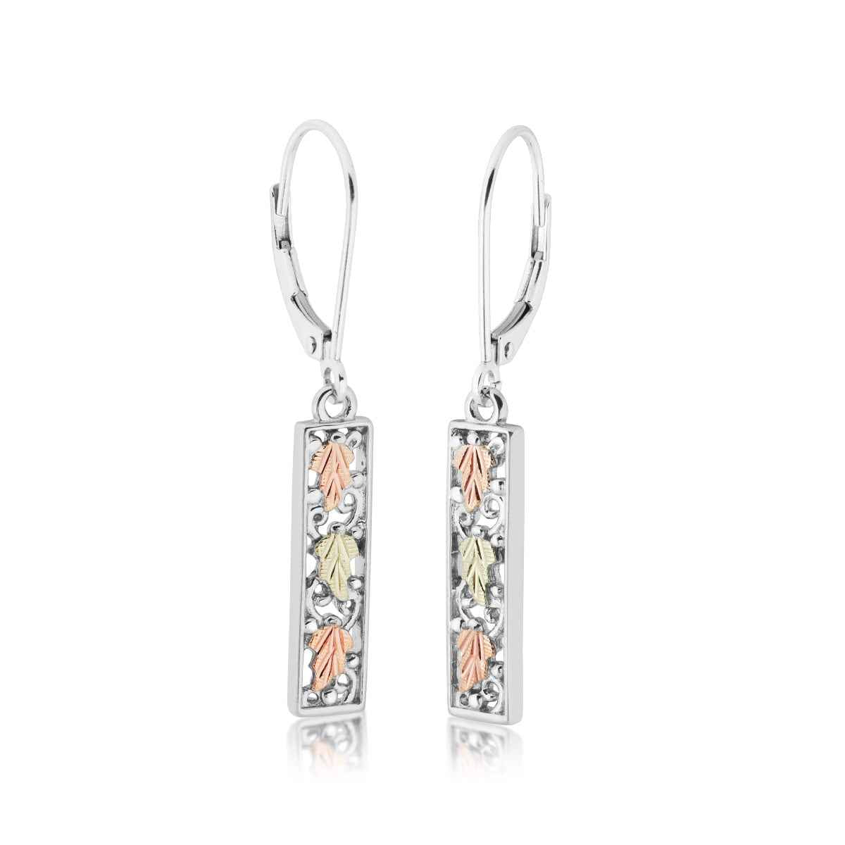 Black Hills Gold Cut-Out Bar Dangle Earrings in Sterling Silver